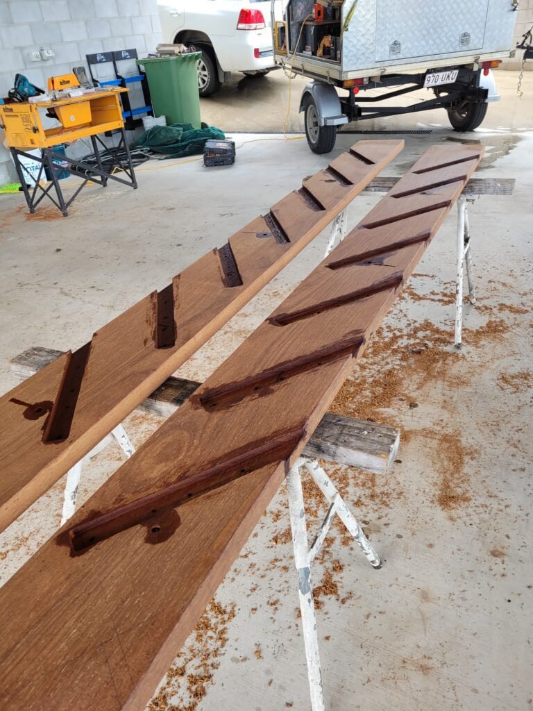 Router cut wooden planks